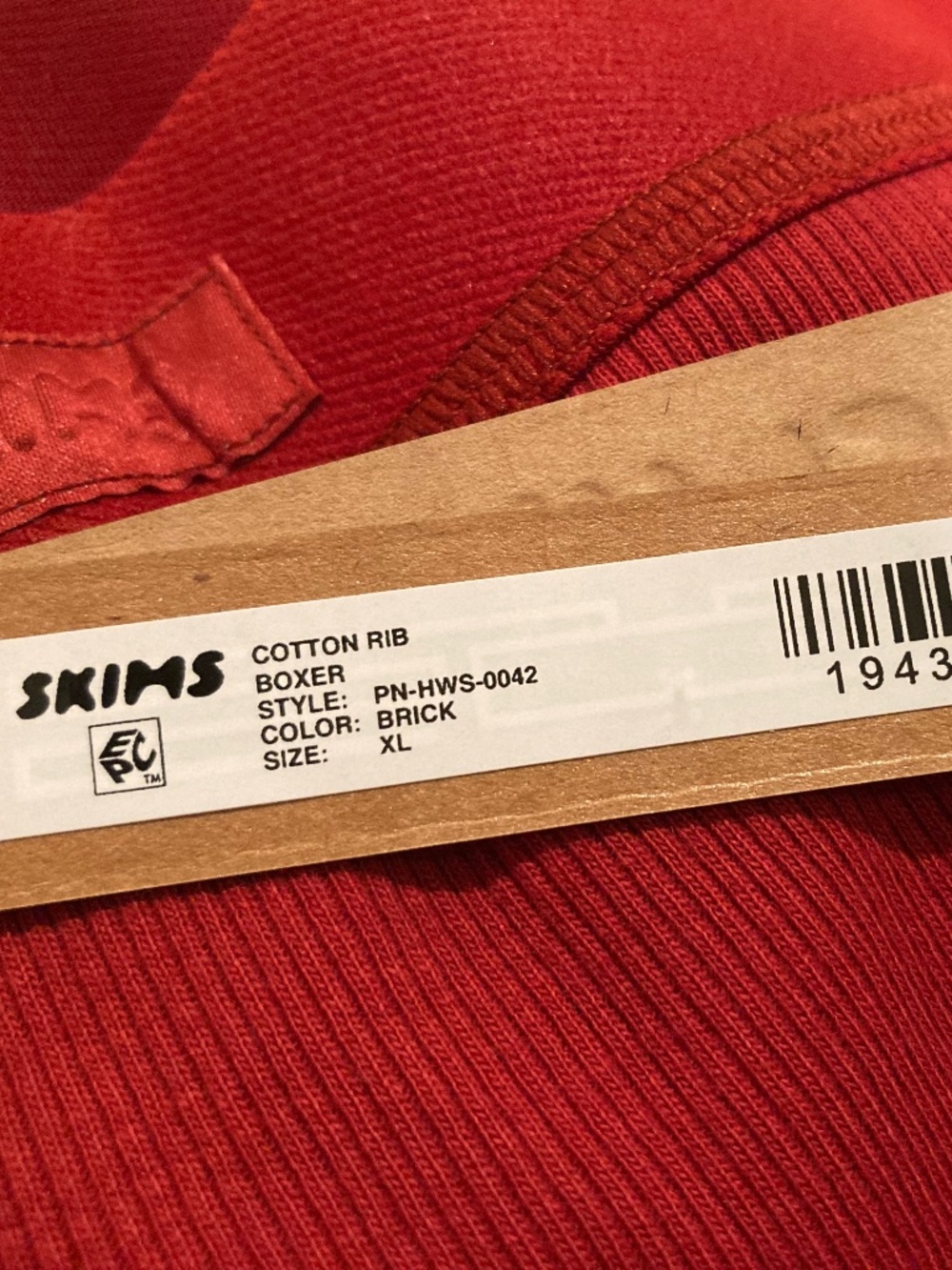 Skims Cotton Rib Boxer - BRICK, Size XL (NWT)